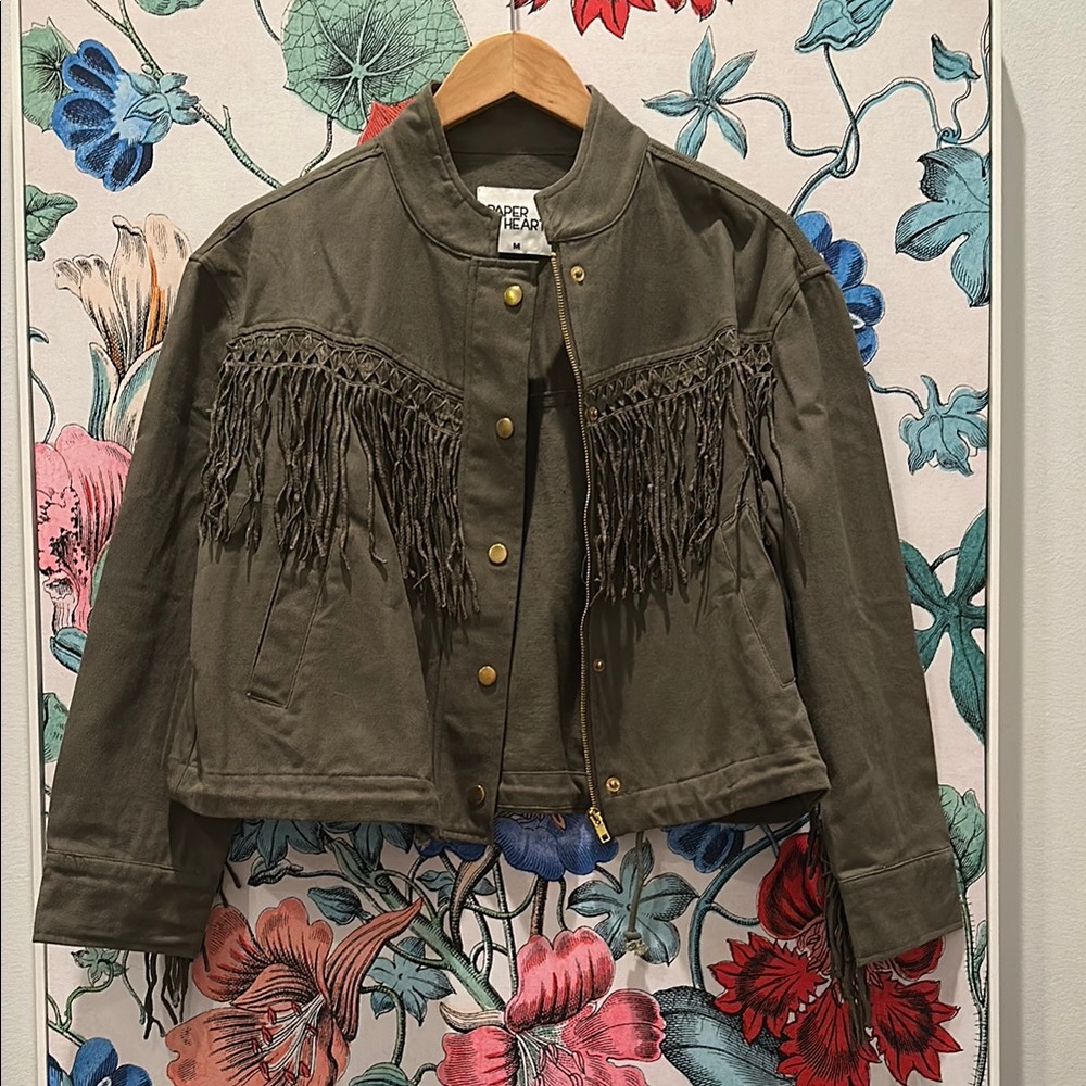 Western lightweight cotton jacket with fringe